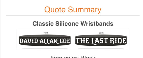 DAVID ALLAN COE THE LAST RIDE Rubber wristband COMING SOON!